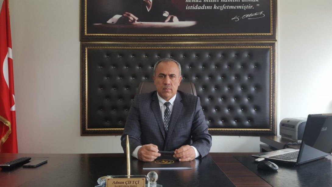 İlçe Milli Eğitim Müdürümüz Sayın Adnan ÇİFTÇİ, 19 Mayıs Atatürk'ü Anma Gençlik ve Spor Bayramının 103.Yıl dönümü vesilesiyle bir mesaj yayımladı.
